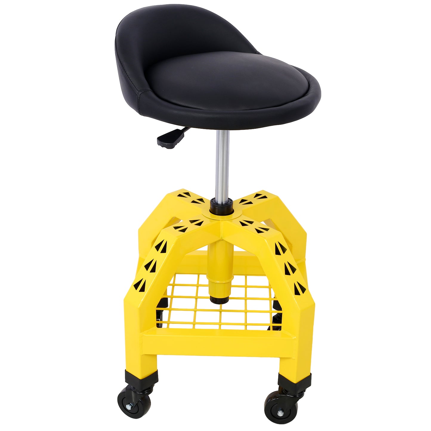 Pneumatic 360 Degree Swivel Stool, Mechanics Rolling Creeper Seat, Heavy Duty Rolling Mechanics Stool, Shop Stool with Casters  yellow