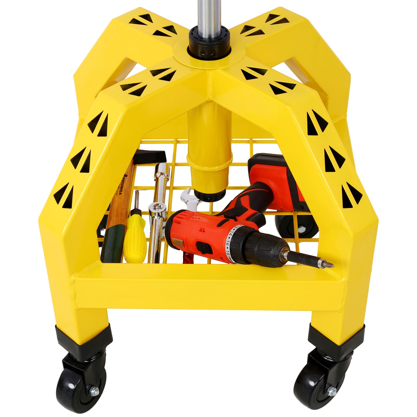 Pneumatic 360 Degree Swivel Stool, Mechanics Rolling Creeper Seat, Heavy Duty Rolling Mechanics Stool, Shop Stool with Casters  yellow