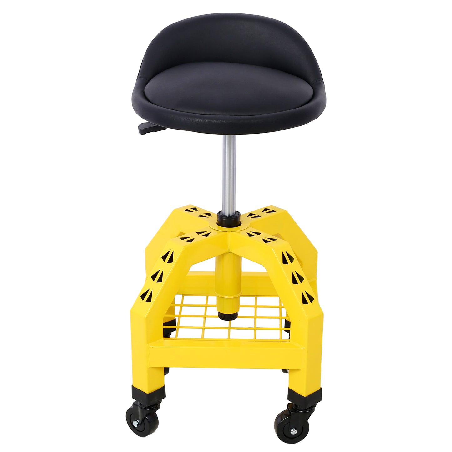 Pneumatic 360 Degree Swivel Stool, Mechanics Rolling Creeper Seat, Heavy Duty Rolling Mechanics Stool, Shop Stool with Casters  yellow
