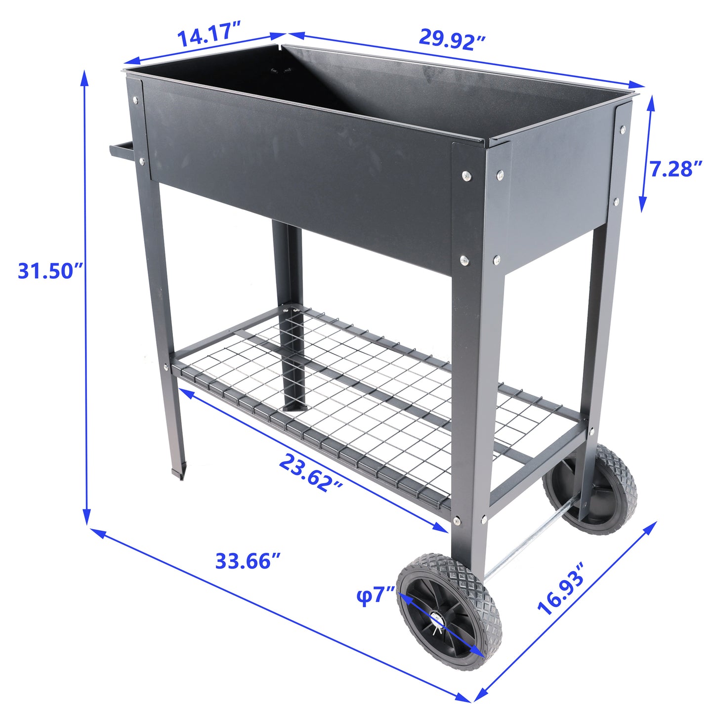 Mobile Metal Raised Garden Bed Cart with Legs, Elevated Tall Planter Box with Wheels for Outdoor Indoors House Patio Backyard Vegetables Tomato DIY Herb Grow (Dark gray)