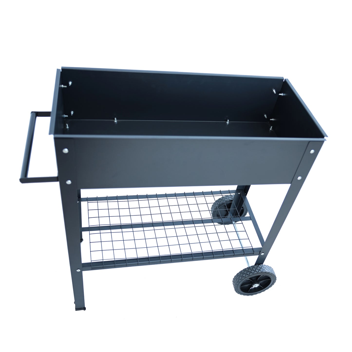 Mobile Metal Raised Garden Bed Cart with Legs, Elevated Tall Planter Box with Wheels for Outdoor Indoors House Patio Backyard Vegetables Tomato DIY Herb Grow (Dark gray)